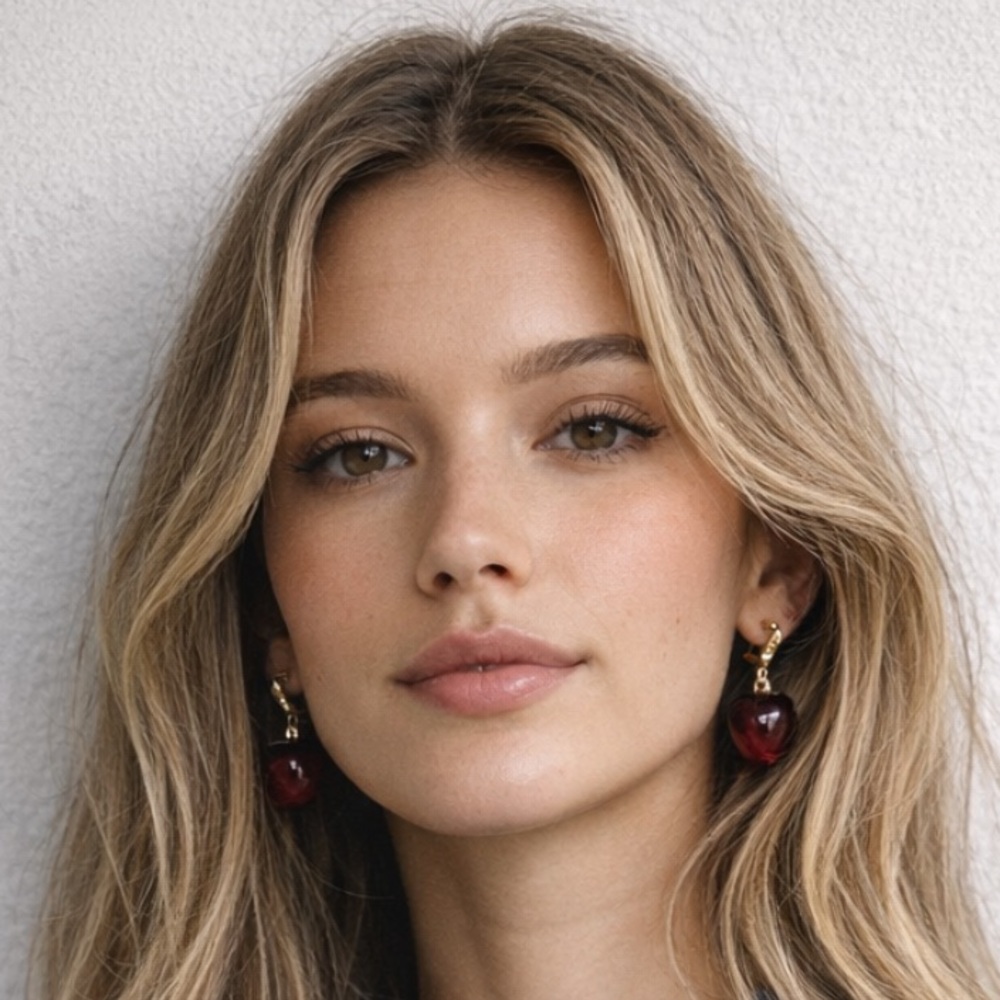 NWT Red Apple Drop Earrings with Gold Details